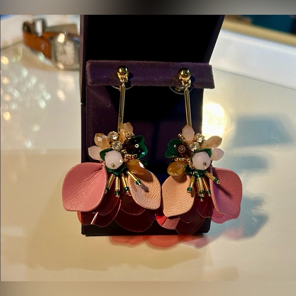 Kate Spade Pink and Gold Floral Earrings - Picture 3 of 5